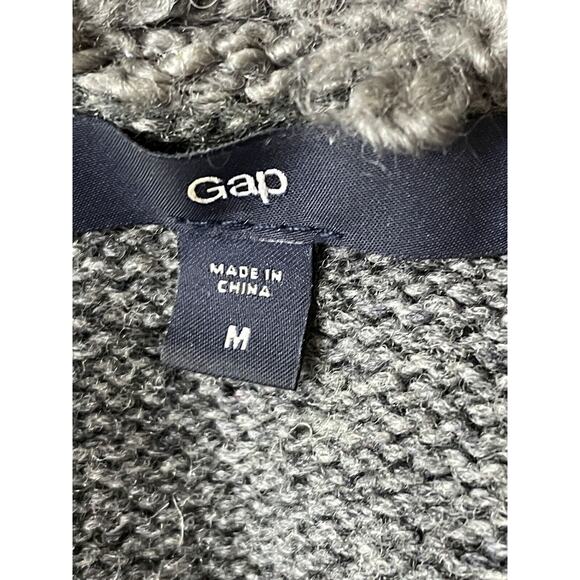GAP 100% Wool Faux Shearling Collar Button Front Cardigan Gray Size Medium - Picture 9 of 12
